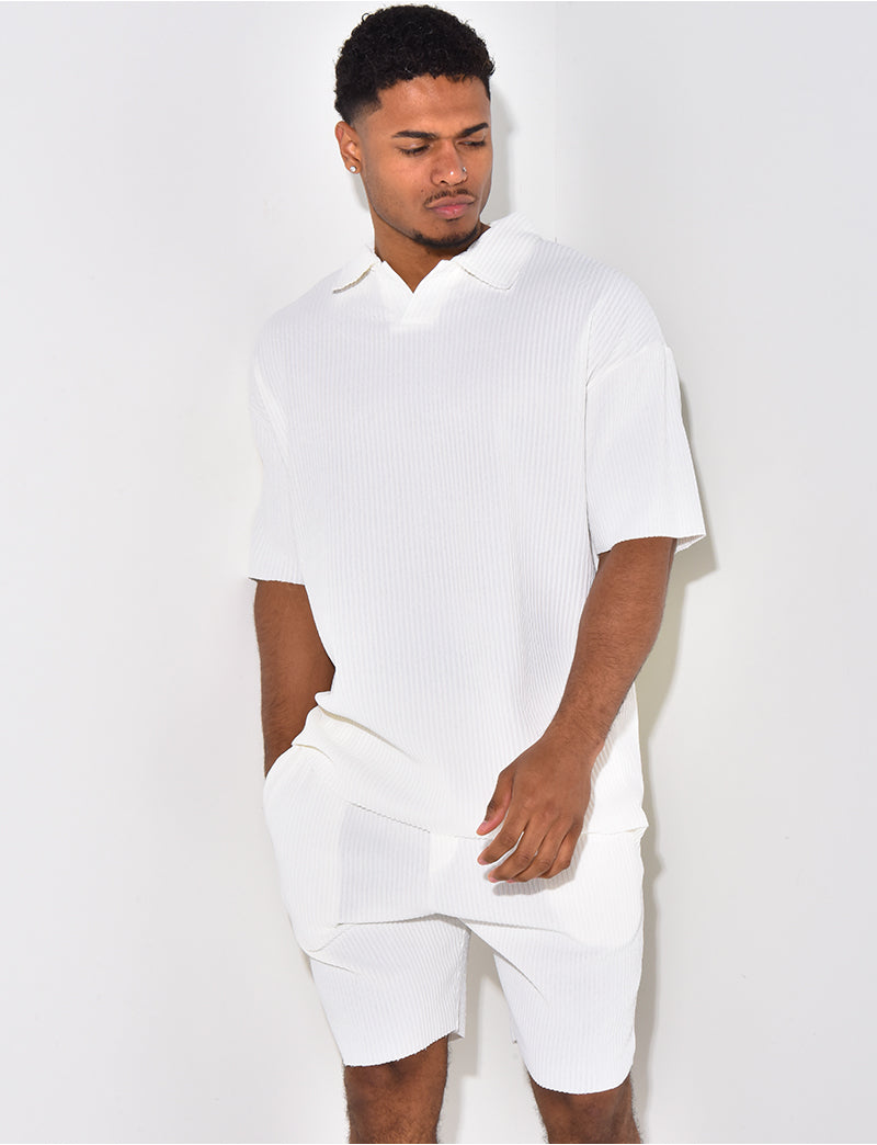 Ensemble short et polo côtelé
