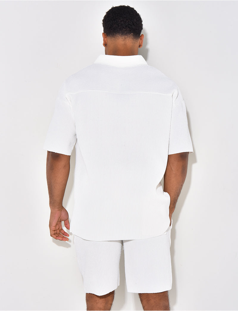 Ensemble short et polo côtelé