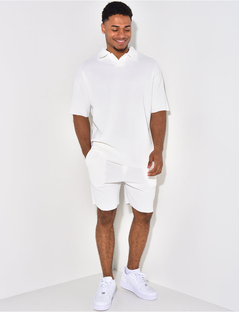 Ensemble short et polo côtelé