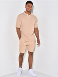 Ensemble short et polo côtelé