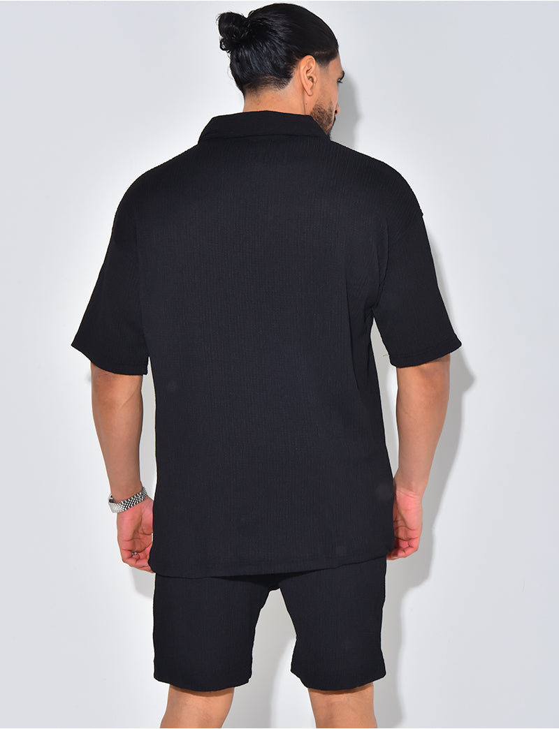 Ensemble short et polo texturé