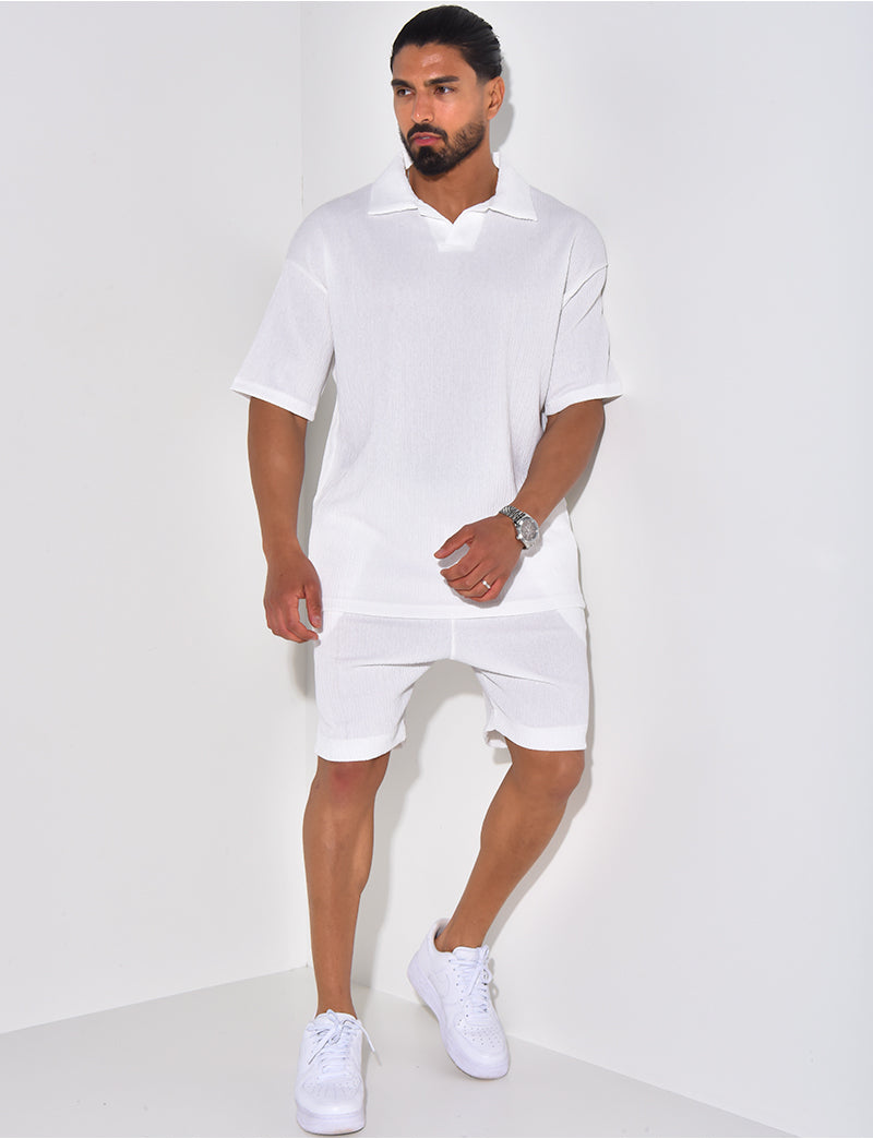 Ensemble short et polo texturé