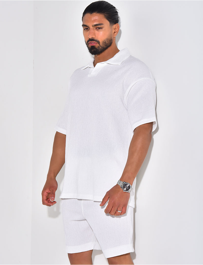 Ensemble short et polo texturé