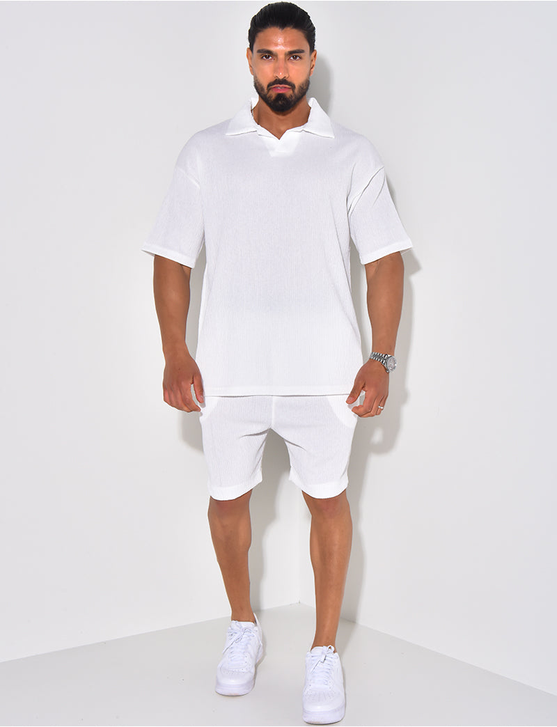 Ensemble short et polo texturé