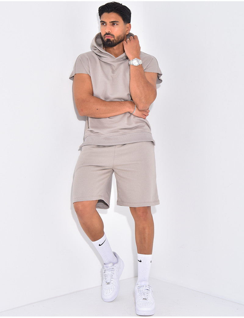 Ensemble short et t-shirt à capuche "MF"