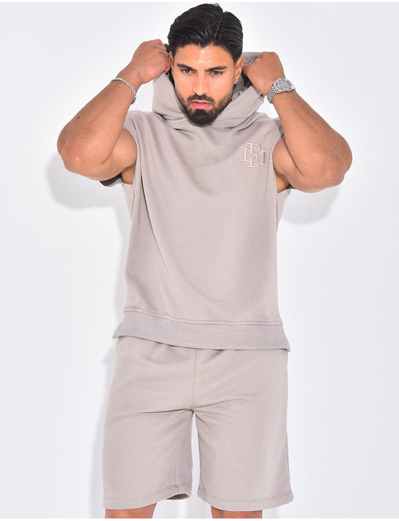 Ensemble short et t-shirt à capuche "MF"