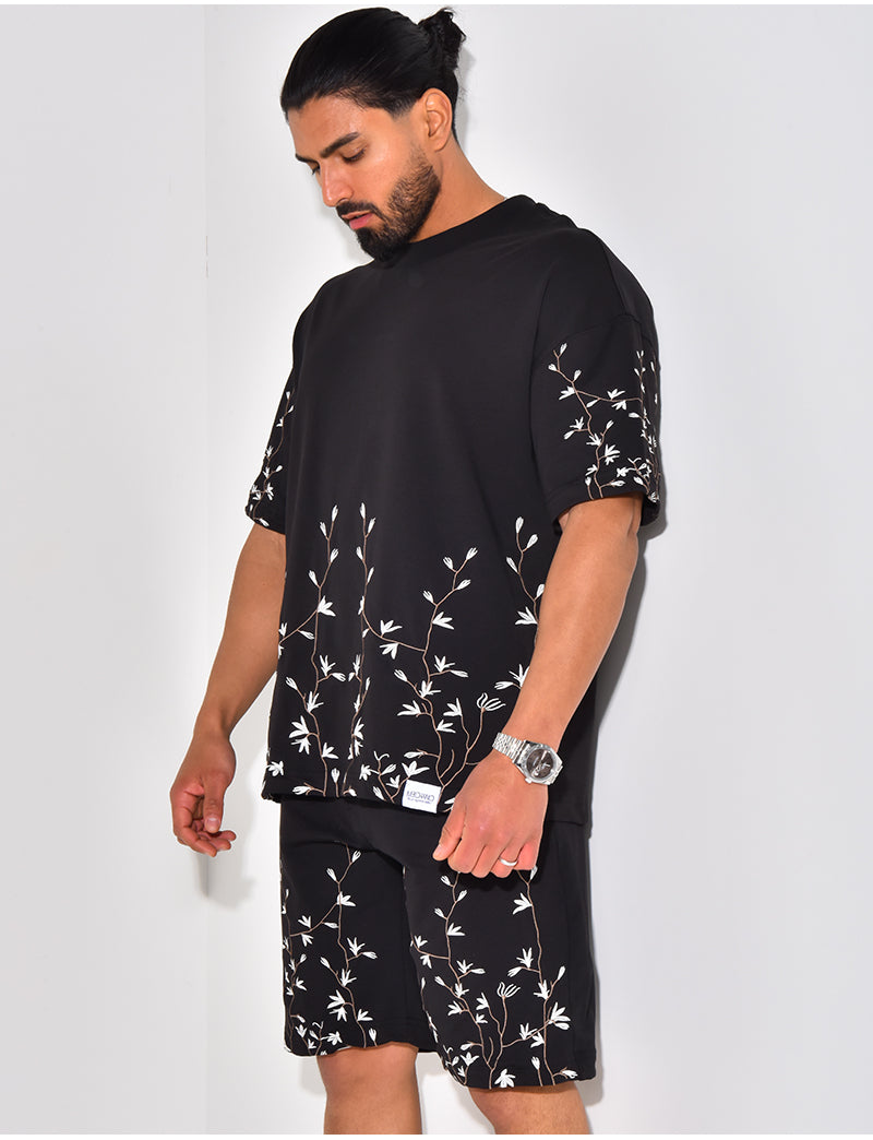 Ensemble short et t-shirt à broderie floral