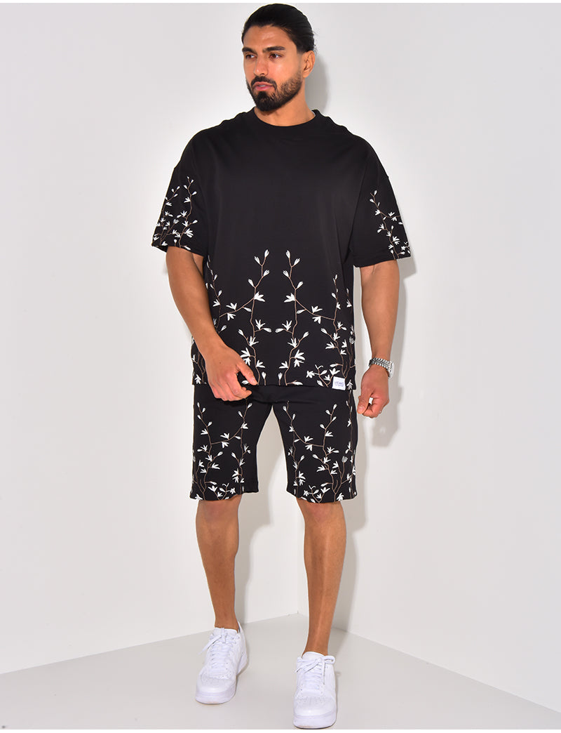 Ensemble short et t-shirt à broderie floral