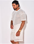 Ensemble short et t-shirt ajouré