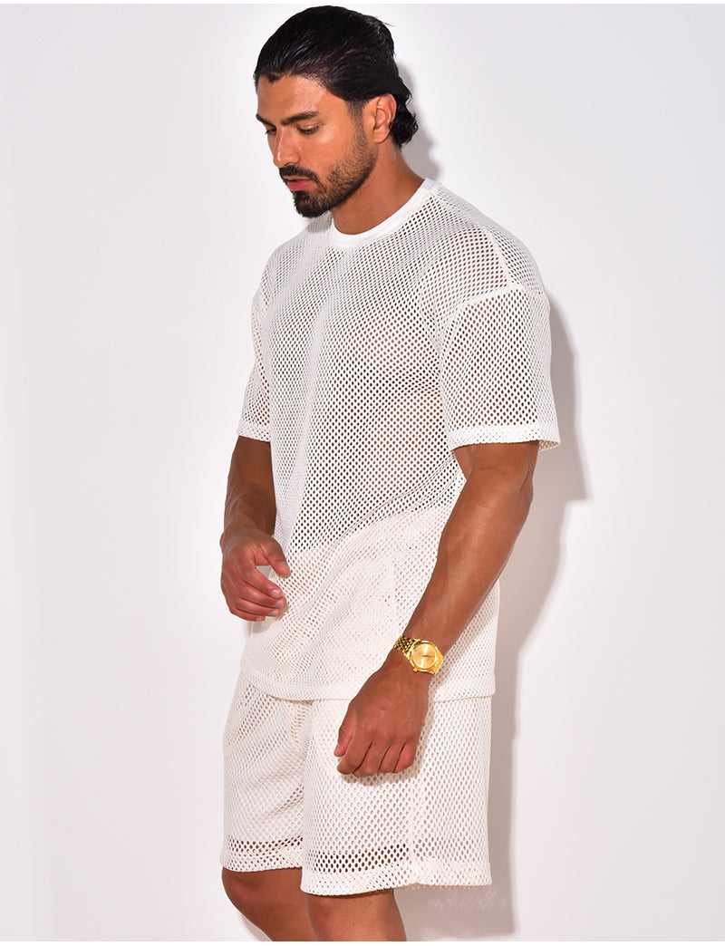 Ensemble short et t-shirt ajouré
