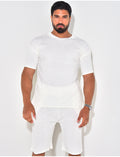 Ensemble short et t-shirt côtelé