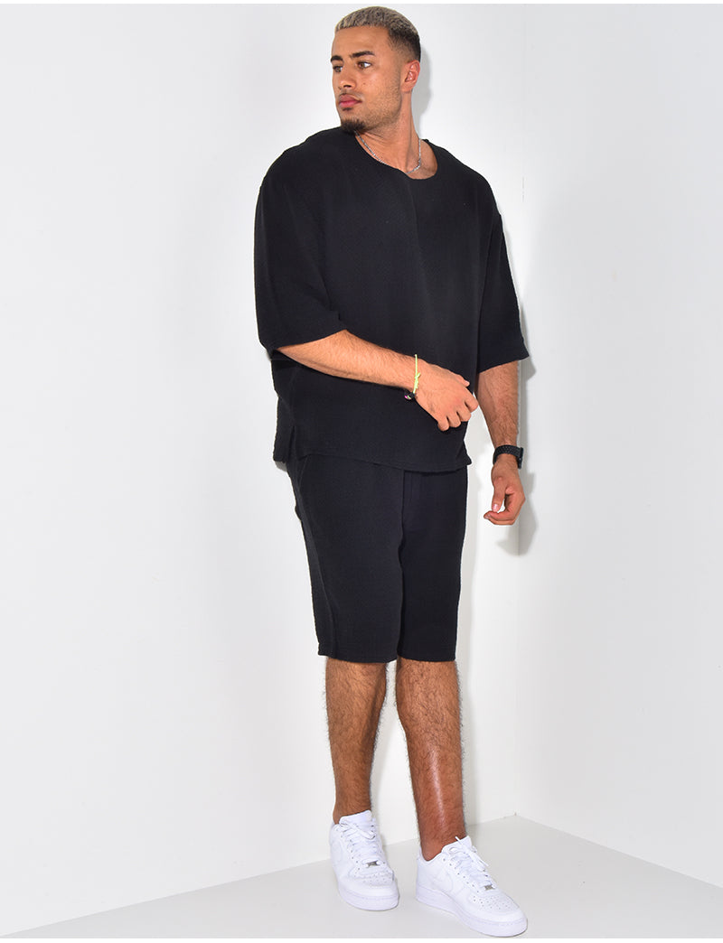 Ensemble short et t-shirt oversize texturé