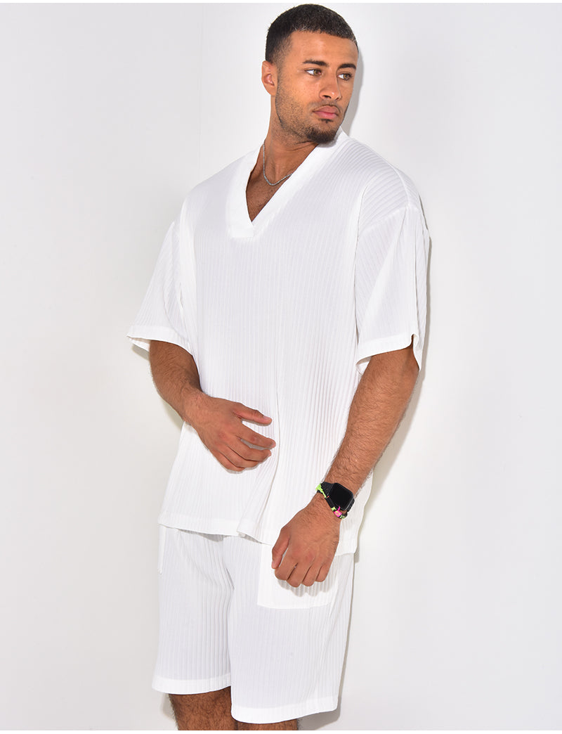 Ensemble short et t-shirt plissé oversize