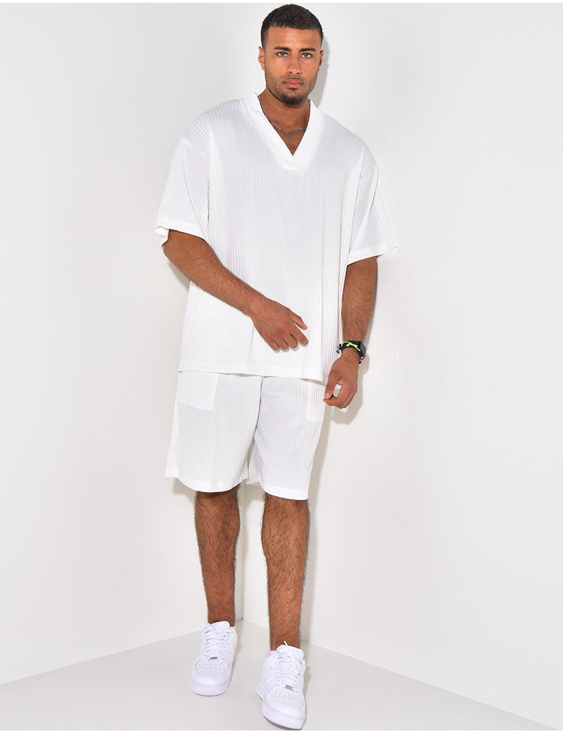 Ensemble short et t-shirt plissé oversize