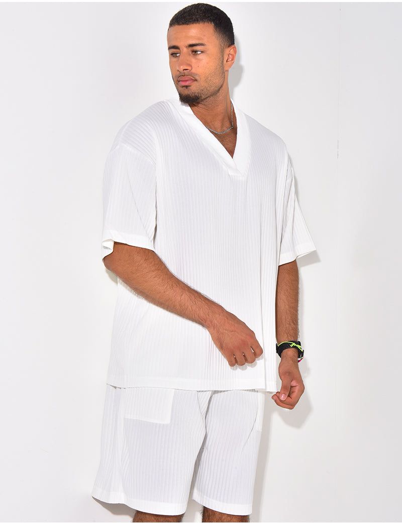 Ensemble short et t-shirt plissé oversize