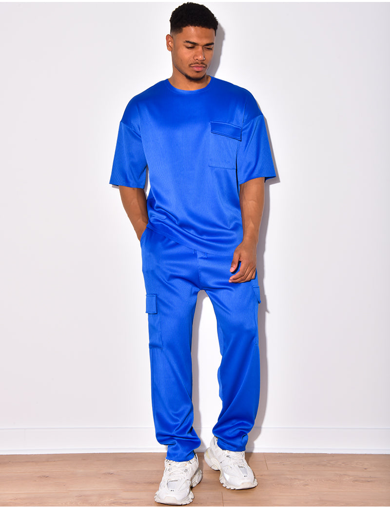 Ensemble t-shirt à poches et pantalon cargo côtelé