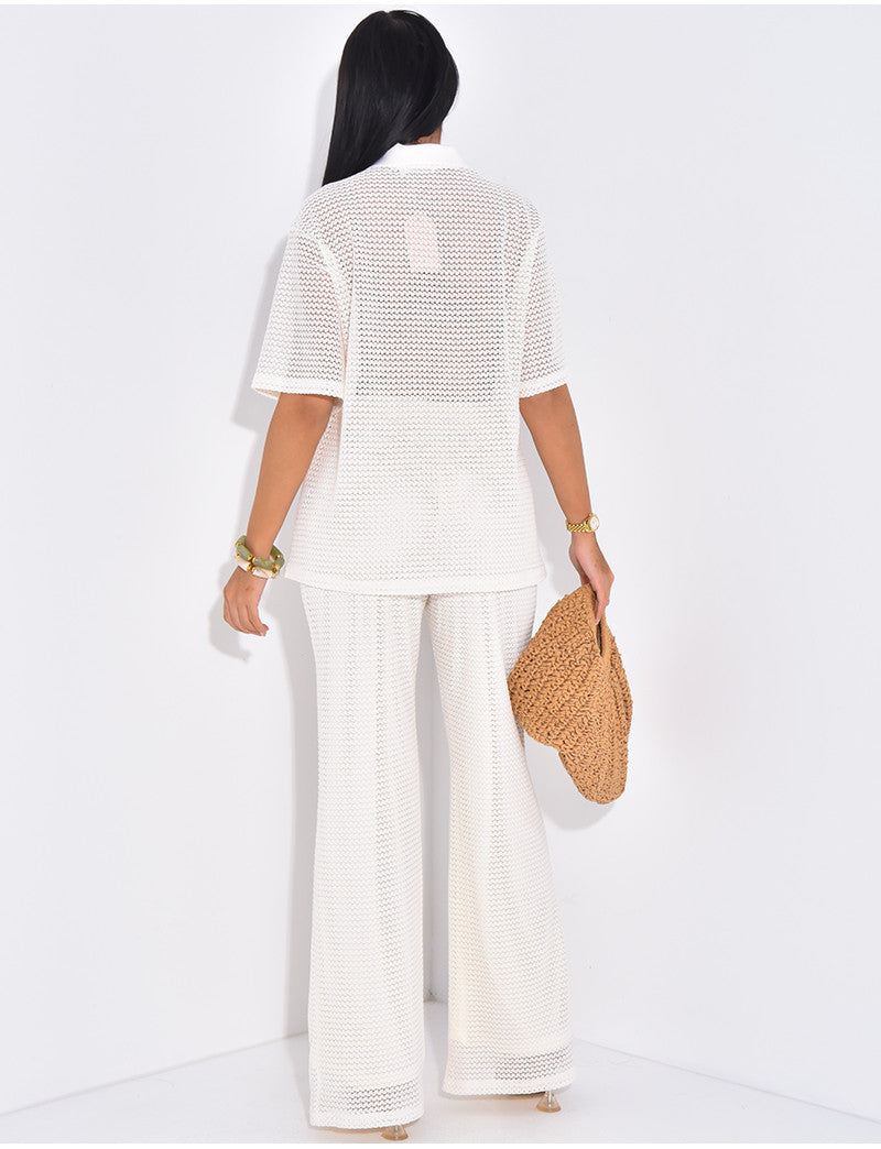 Ensemble pantalon et chemise en crochet