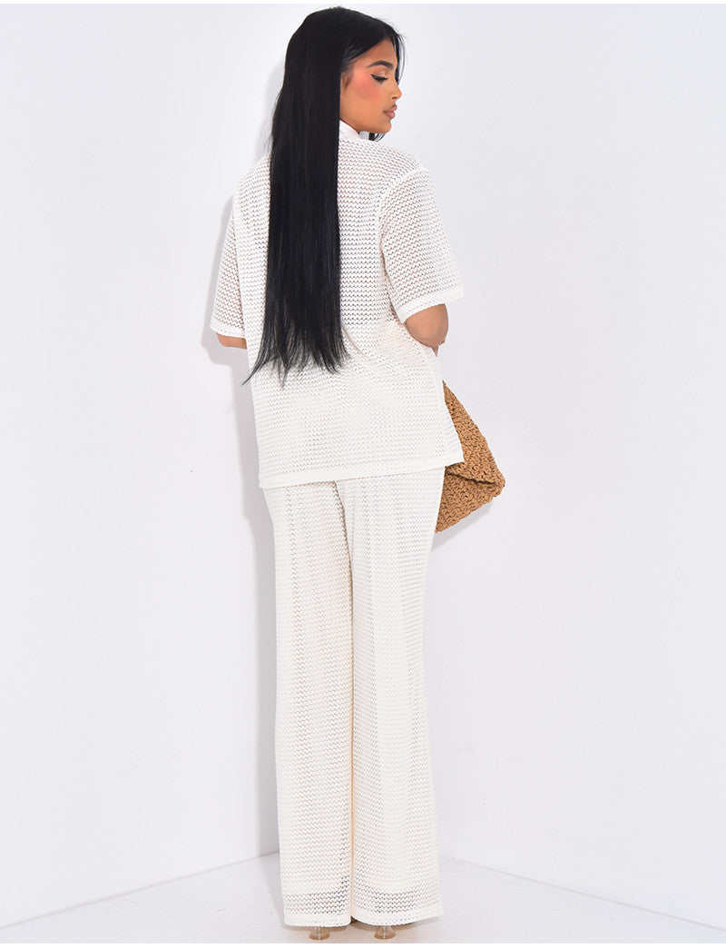 Ensemble pantalon et chemise en crochet