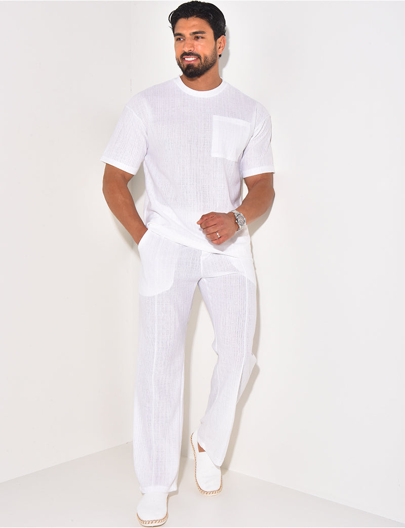 Ensemble texturé pantalon et t-shirt à poche