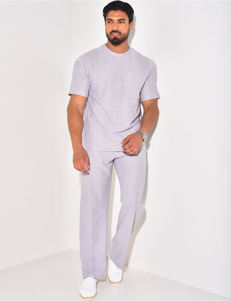 Ensemble texturé pantalon et t-shirt à poche