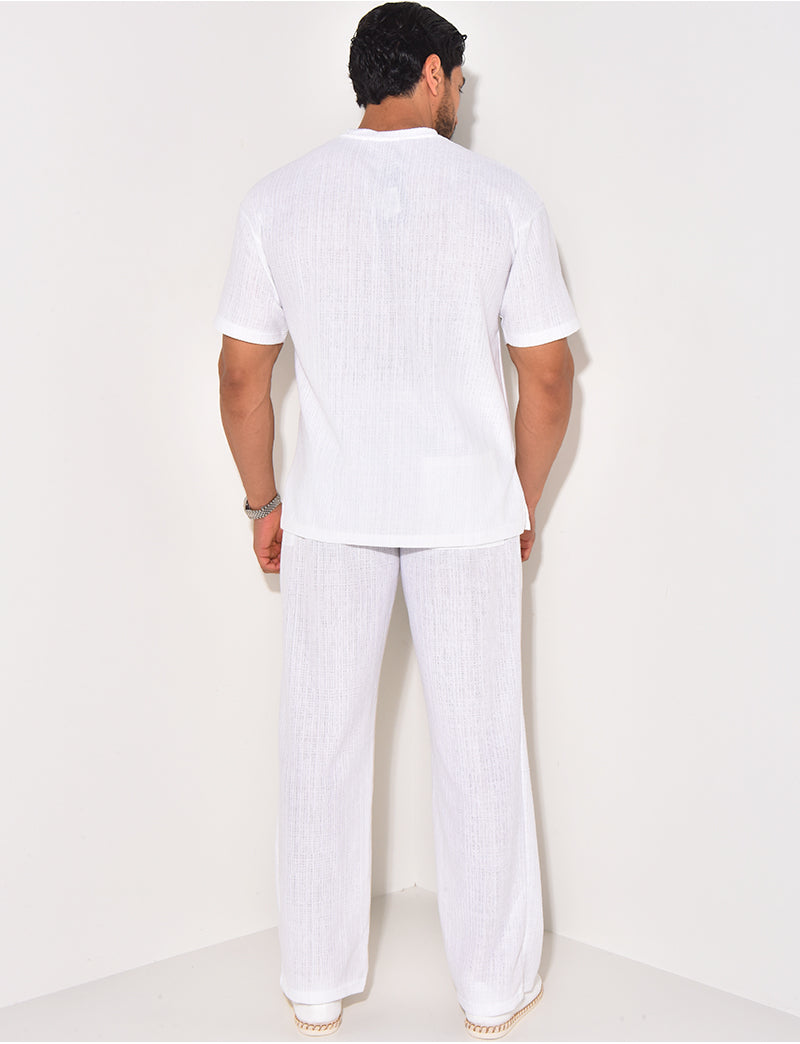 Ensemble texturé pantalon et t-shirt à poche