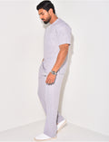 Ensemble texturé pantalon et t-shirt à poche