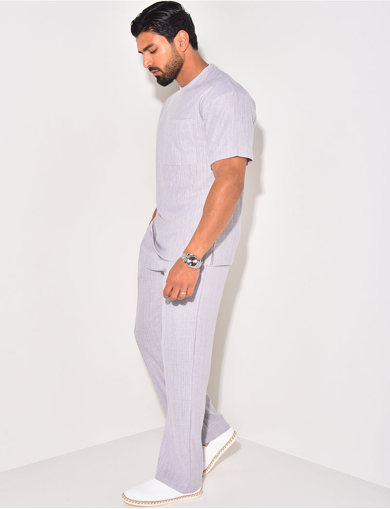 Ensemble texturé pantalon et t-shirt à poche