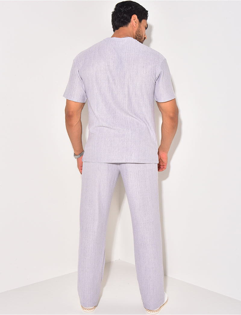 Ensemble texturé pantalon et t-shirt à poche