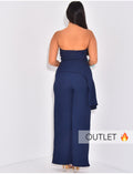 Ensemble top bustier et pantalon droit en tissu texturé