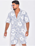 Ensemble texturé short et chemise à fleurs