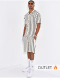 Ensemble texturé short et chemise à rayures