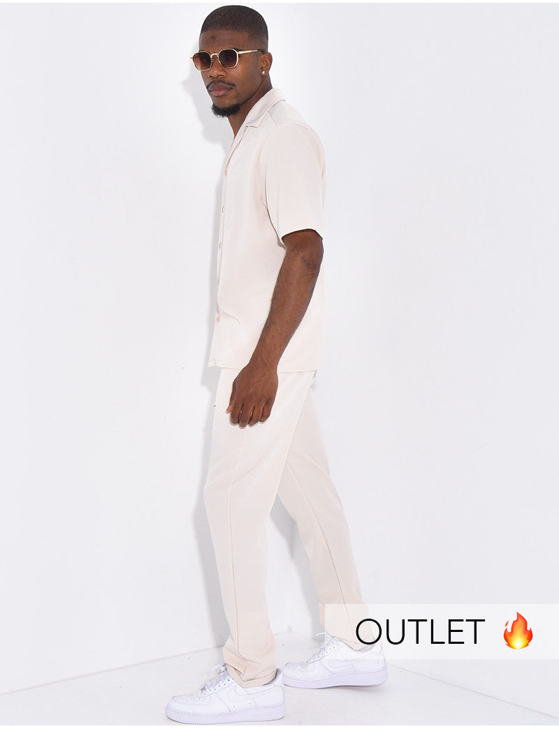 Ensemble uni pantalon et chemise manches courtes