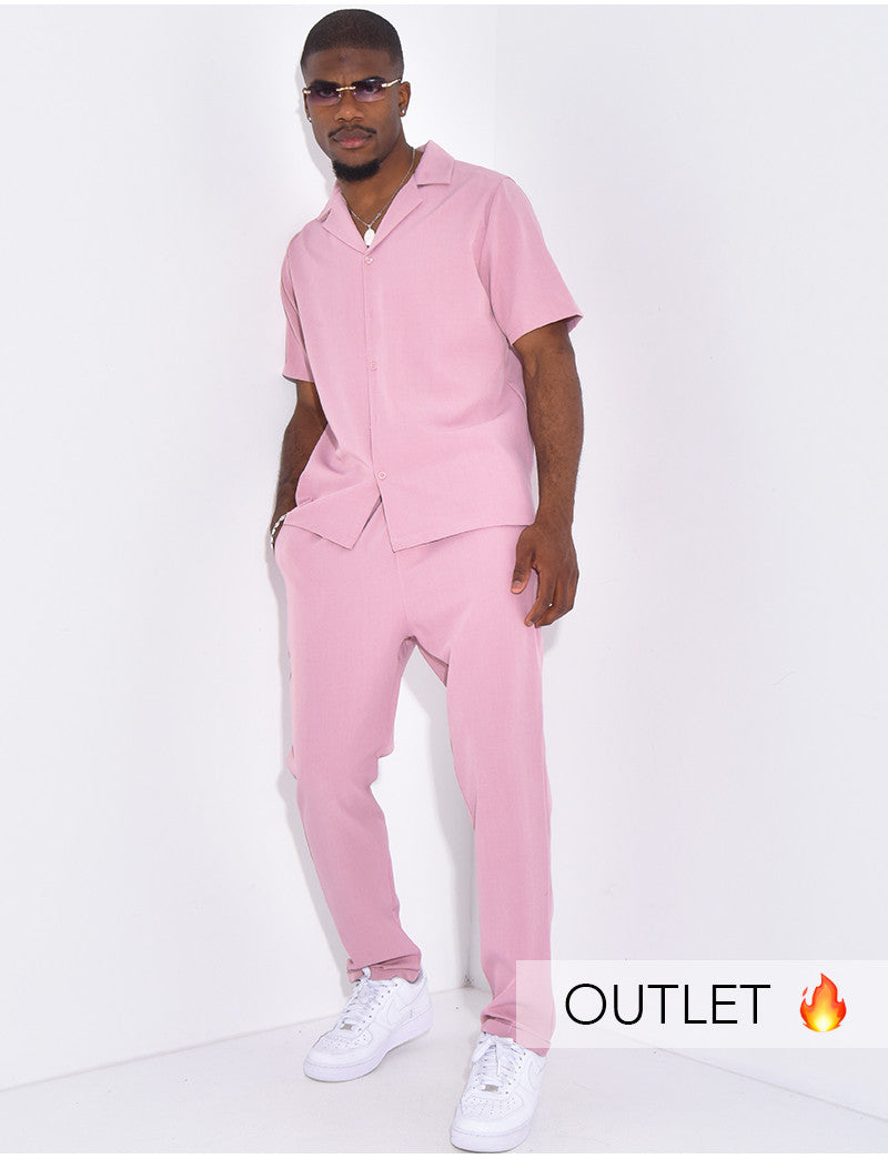 Ensemble uni pantalon et chemise manches courtes