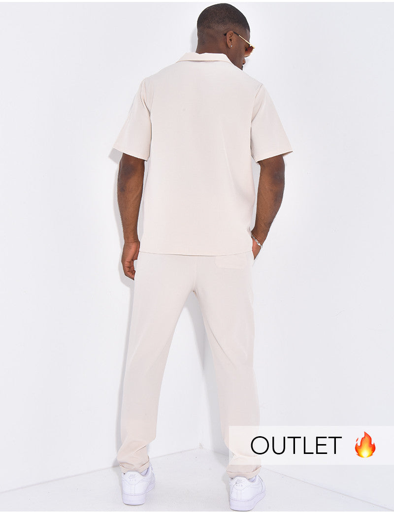 Ensemble uni pantalon et chemise manches courtes