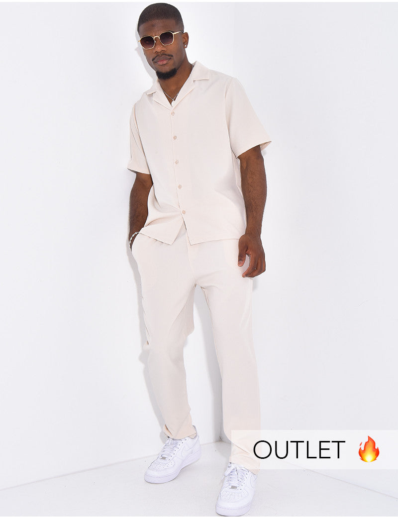 Ensemble uni pantalon et chemise manches courtes
