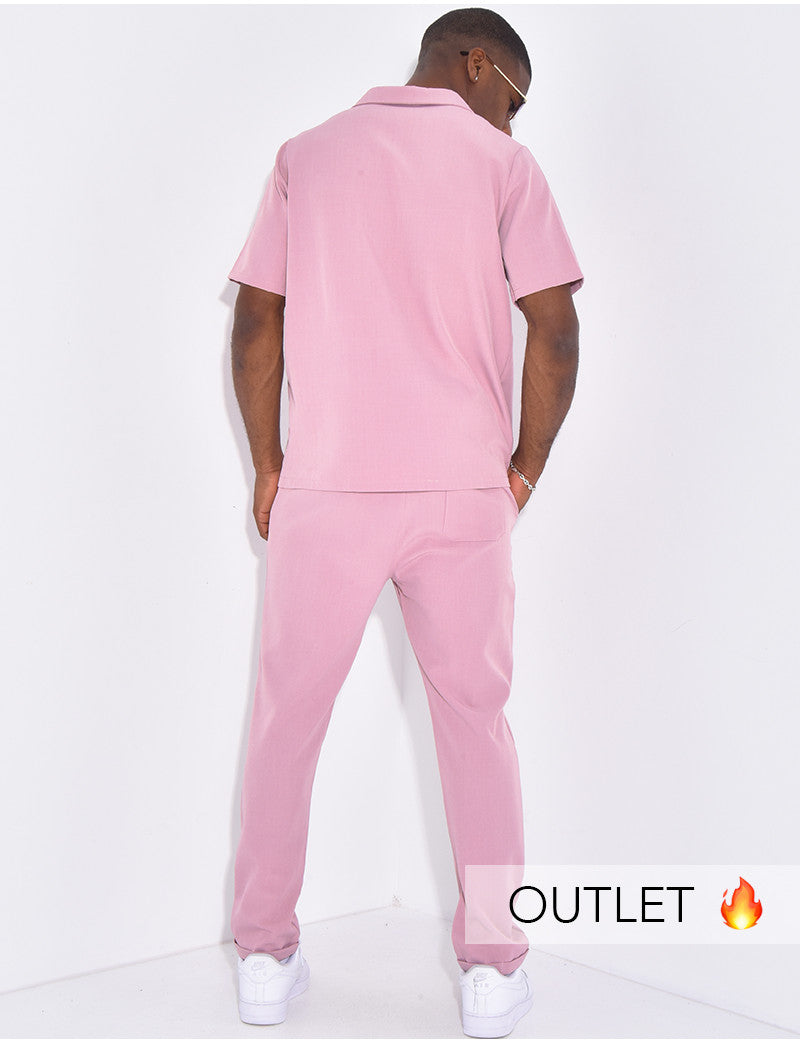 Ensemble uni pantalon et chemise manches courtes