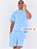 Ensemble uni short à couture contrastante et t-shirt