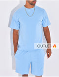 Ensemble uni short à couture contrastante et t-shirt