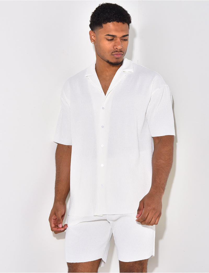 Ensemble short et chemise côtelé
