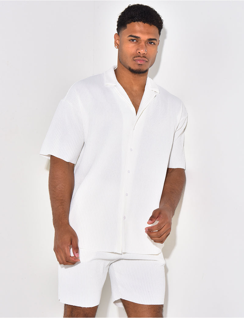 Ensemble short et chemise côtelé