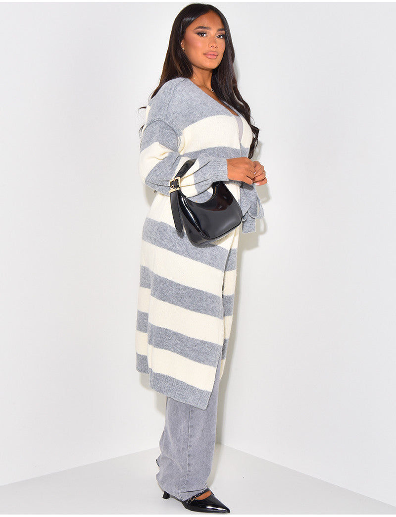 Gilet oversize à rayures à nouer