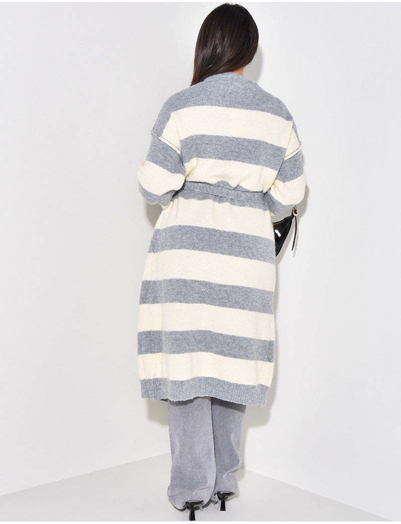 Gilet oversize à rayures à nouer