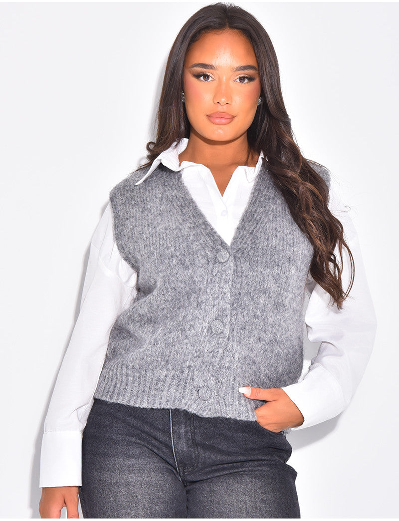 Gilet sans manche en laine tout doux