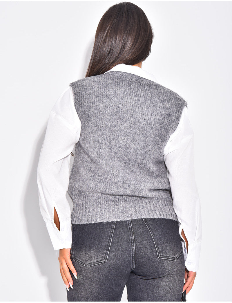 Gilet sans manche en laine tout doux