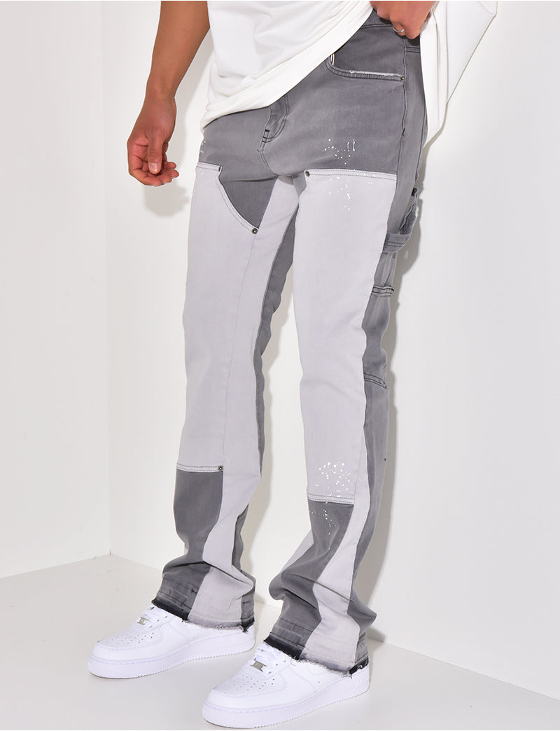 Jeans bi-color à empiècements