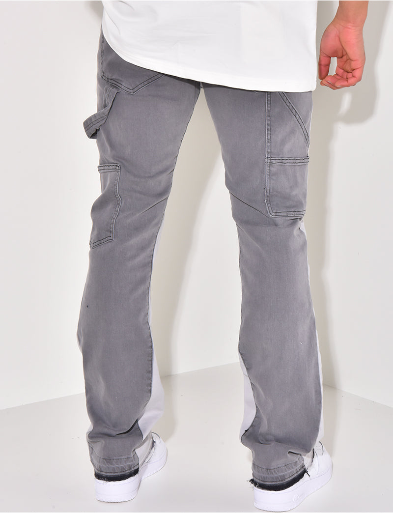 Jeans bi-color à empiècements