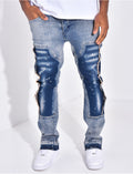 Jeans à empiècements contrastants et tâches de peinture