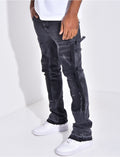 Jeans à empiècements contrastants et tâches de peinture