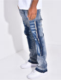 Jeans à empiècements contrastants et tâches de peinture