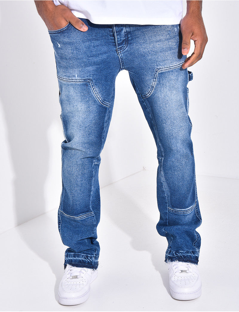 Jeans à empiècements contrastants